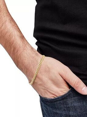 Men's Cuban Link Bracelet in 18k Gold-plated Sterling Silver & Sterling Silver